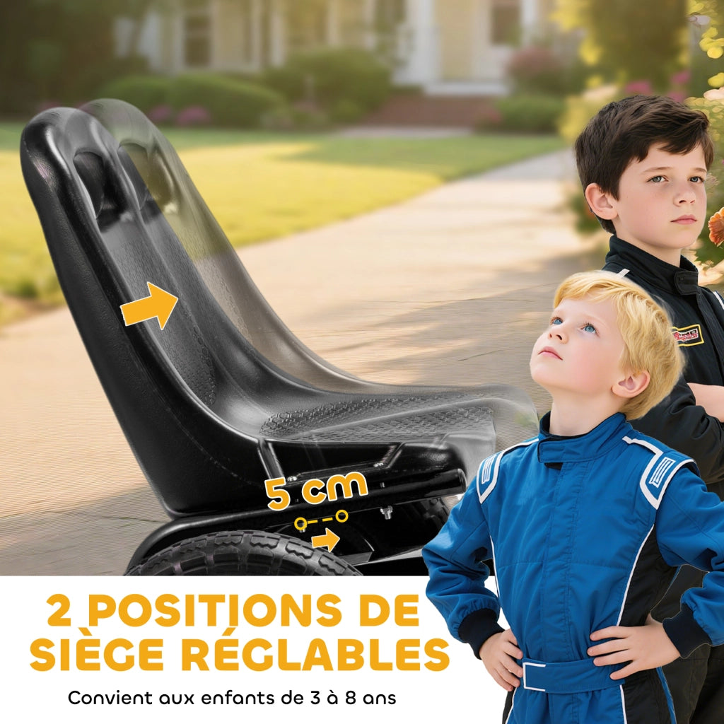 Go-Kart a pedali per bambini ¨C Xylo ¨C sedile regolabile, freno manuale, 110x61x62 cm, nero