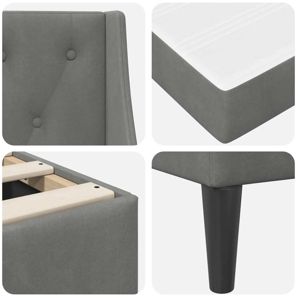 Struttura letto con materasso-Giroletto Grigio scuro 100 x 200 cm Velluto 534940