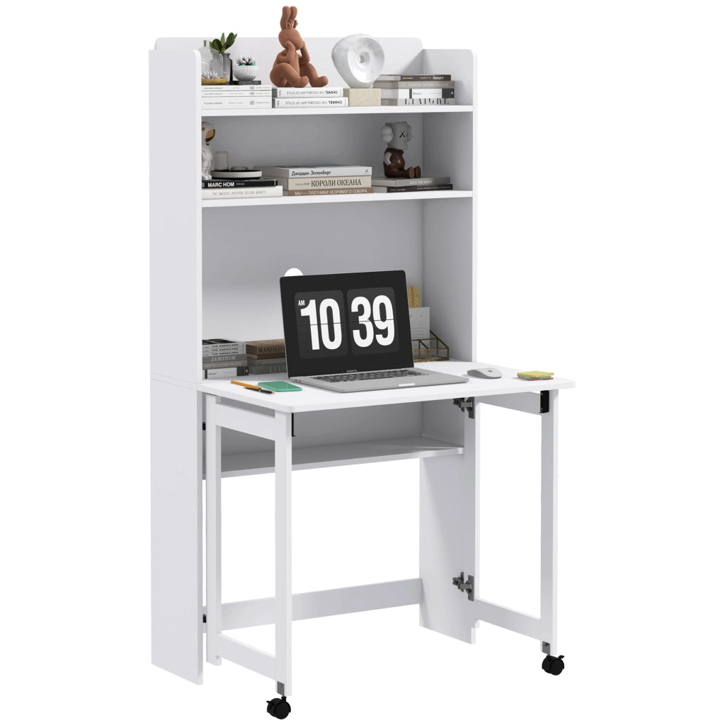 Scrivania computer con scaffale ¨C zephmum ¨C 80x69x155 cm bianco