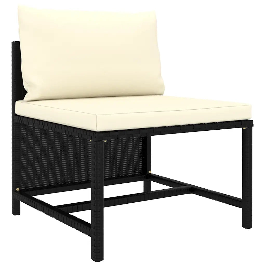 Set Divani da Giardino 6 pz | Set Salotto da Giardino con Cuscini in Polyrattan Nero