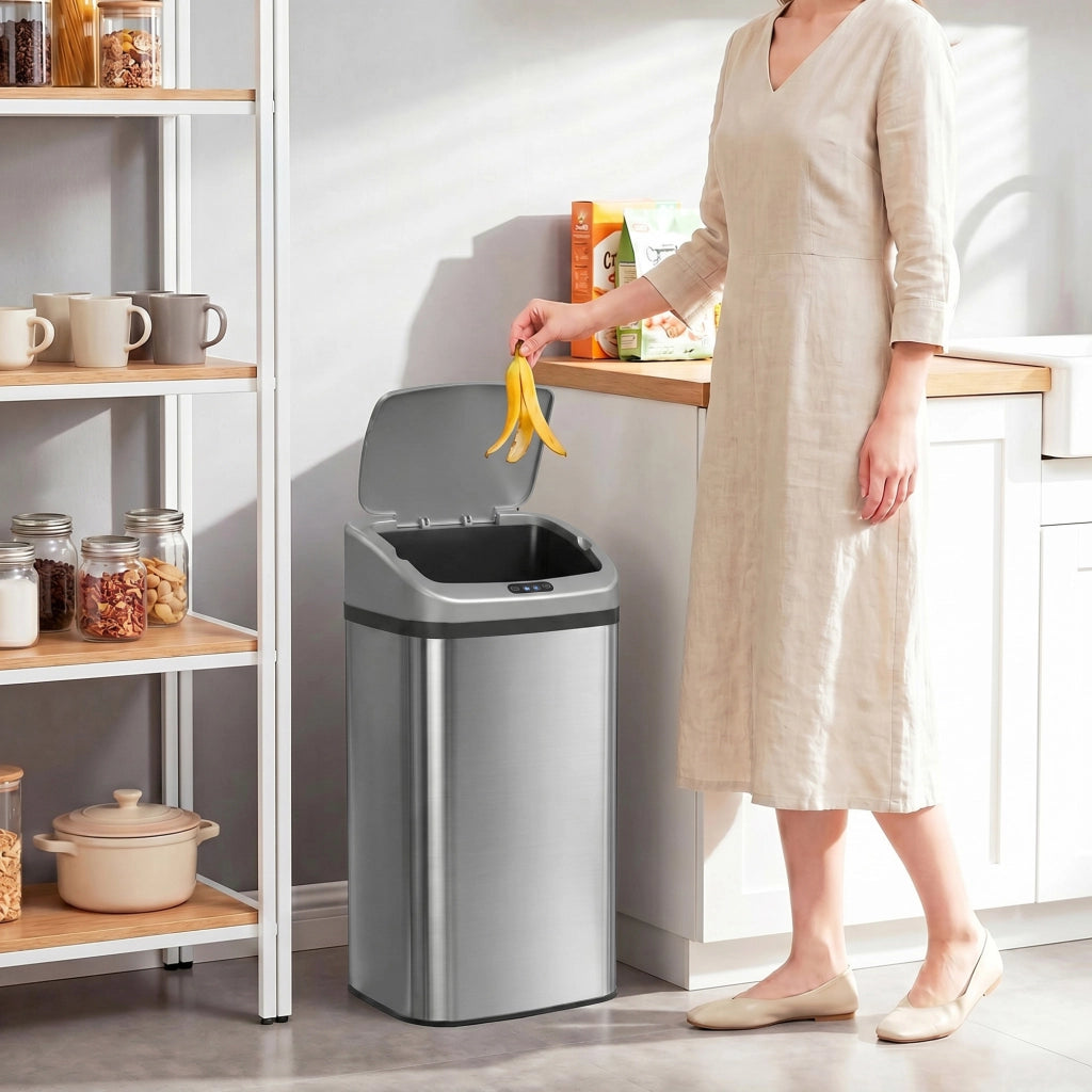 Cestino Intelligente con Sensore ¨C Minimal ¨C Acciaio Inox, Argento