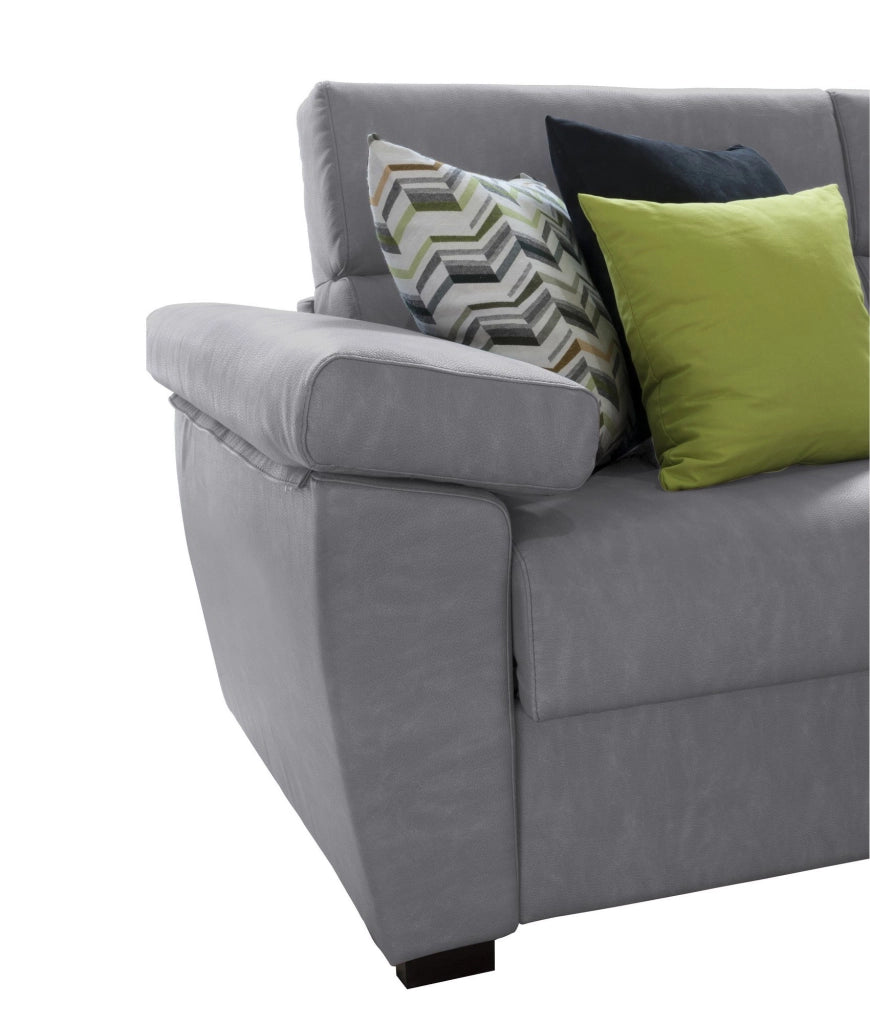 Priverno, Divano Letto con Penisola Sfoderabile Made in Italy, 285x160 cm Grigio