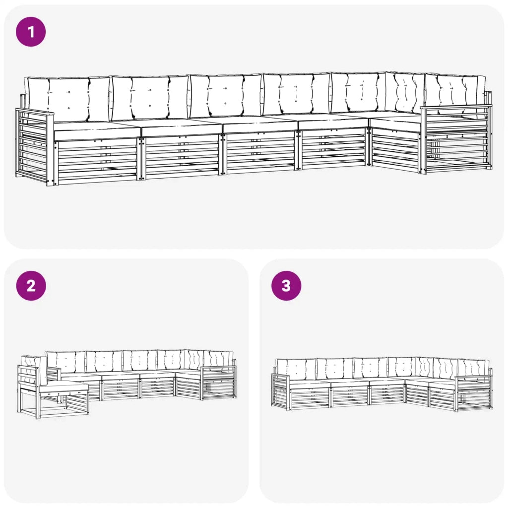 Set di divani da esterno 6 pcs Grigio Naturale e Chiaro 3373551