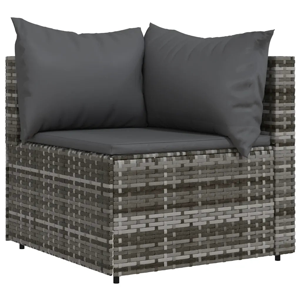 Set Divani da Giardino 3 pz con Cuscini in Polyrattan Grigio 319763