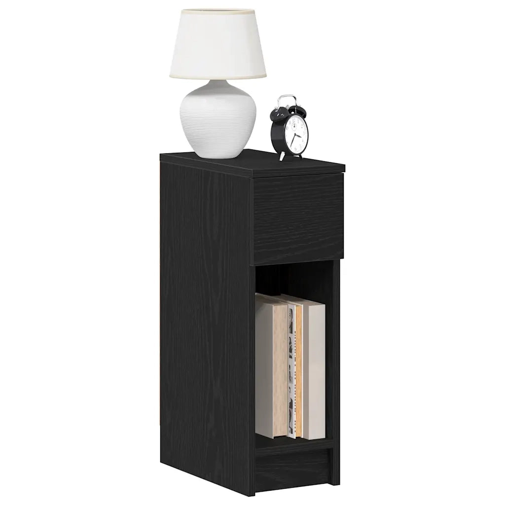 Comodini con Cassetto 2 pz Rovere Nero 20x36x60 cm