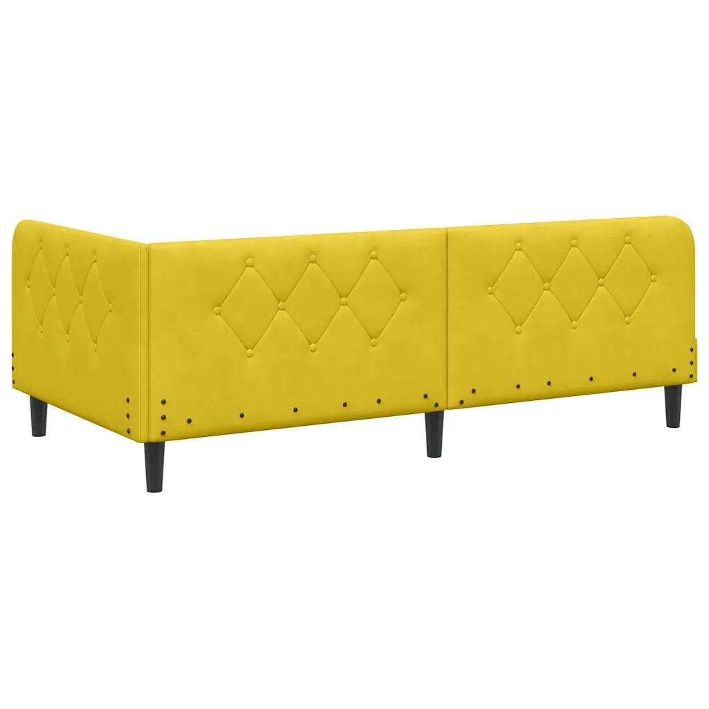 Cornice del letto ad angolo Giallo 90 x 190 cm Velluto