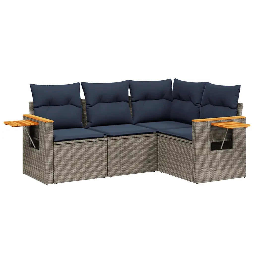 Set Divani da Giardino 4 pz con Cuscini Grigio in Polyrattan 3226775