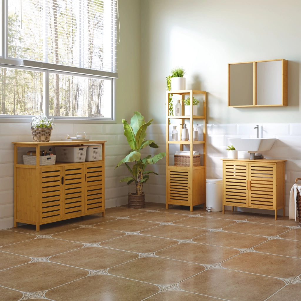 Colonna Rangement Bagno in Bamb¨´ ¨C Minimal ¨C 36x33x140 cm