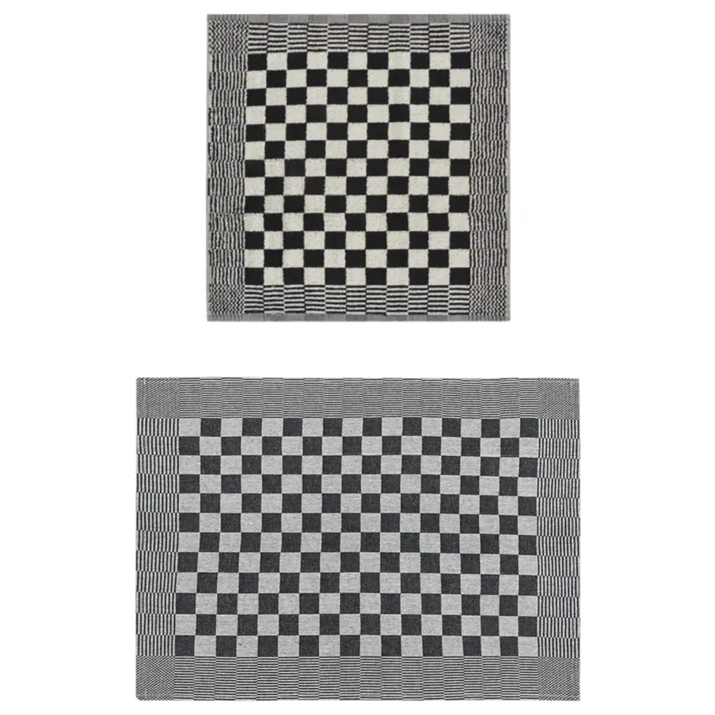 Set Strofinacci 10 pz | Teli per bagno in Cotone Nero e Bianco