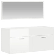 Mobile da Bagno | Armadio da bagno con Specchio Bianco Lucido in Legno Multistrato
