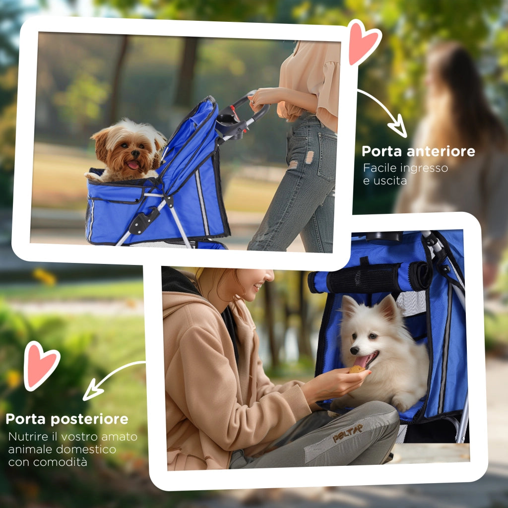 Carrozzina Pieghevole per Cani Piccoli ¨C Minimal ¨C Blu, 10 kg
