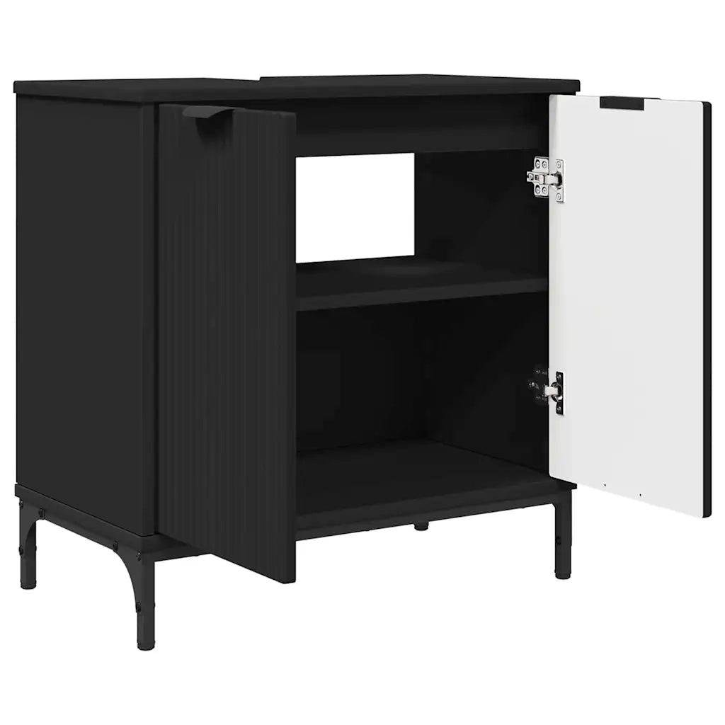 Set di mobili per il bagno con cassetto con porta 2 pcs Nero 3393094