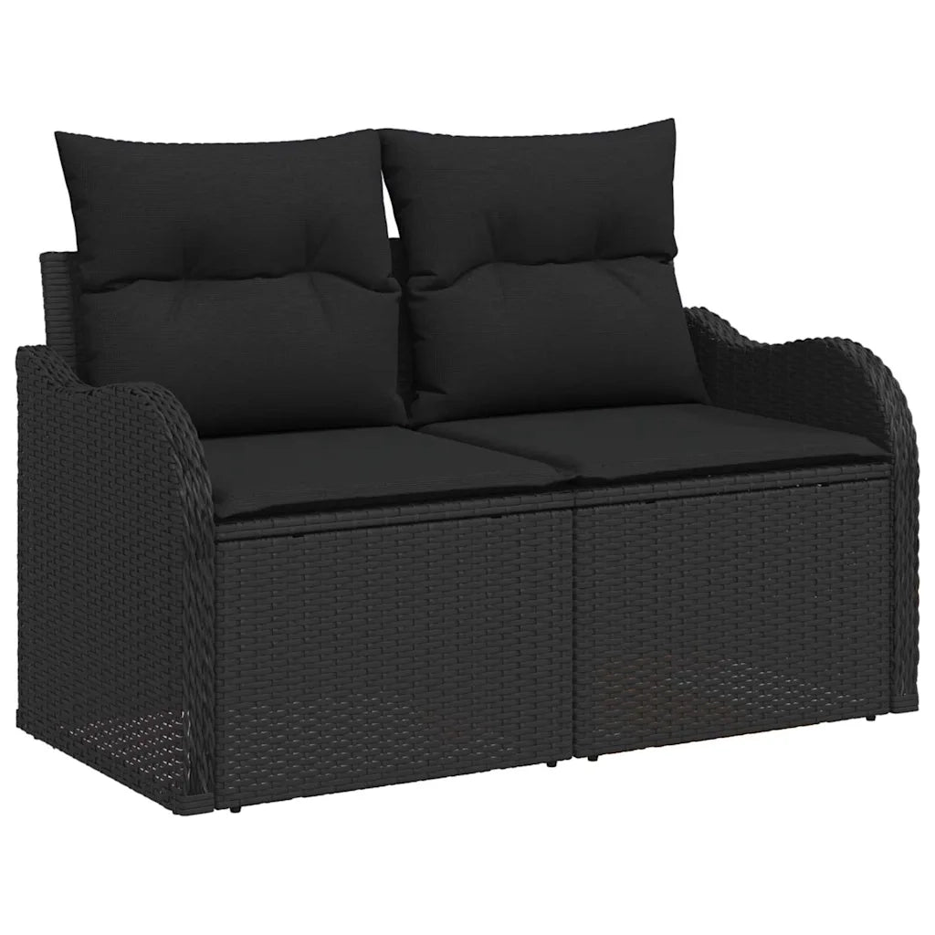 Set Divano da Giardino 9 pcs Nero Rattan in Polipropilene