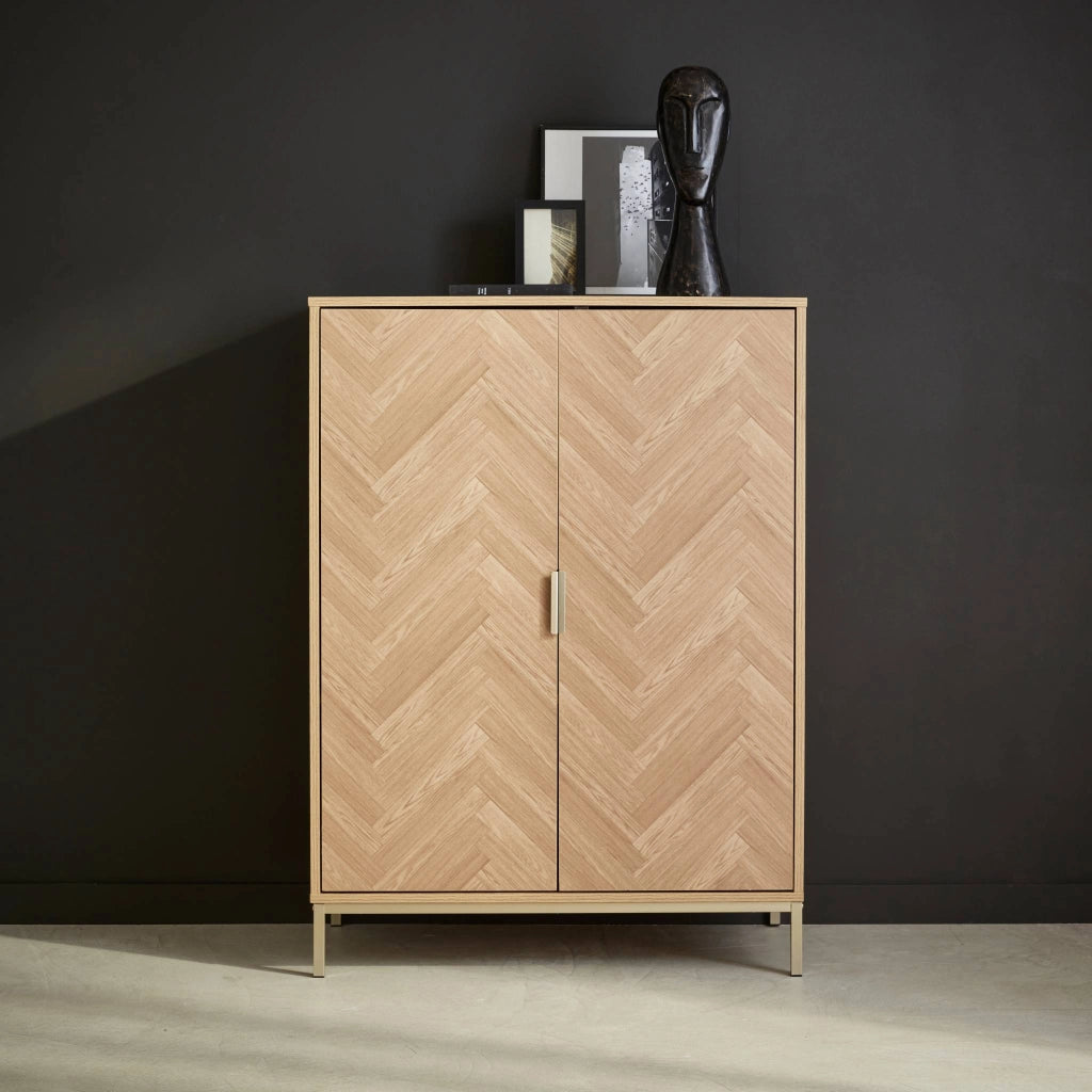 Credenza effetto legno a 2 ante, 80cm, marrone naturale