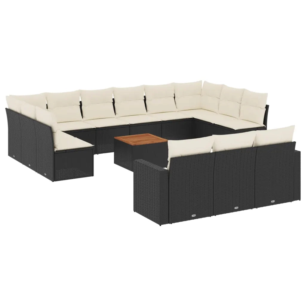Set Divani da Giardino 14pz con Cuscini in Polyrattan Nero 3256693
