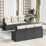 Set di divani con cuscino 7 pcs Nero e Crema polyrattan 3346607
