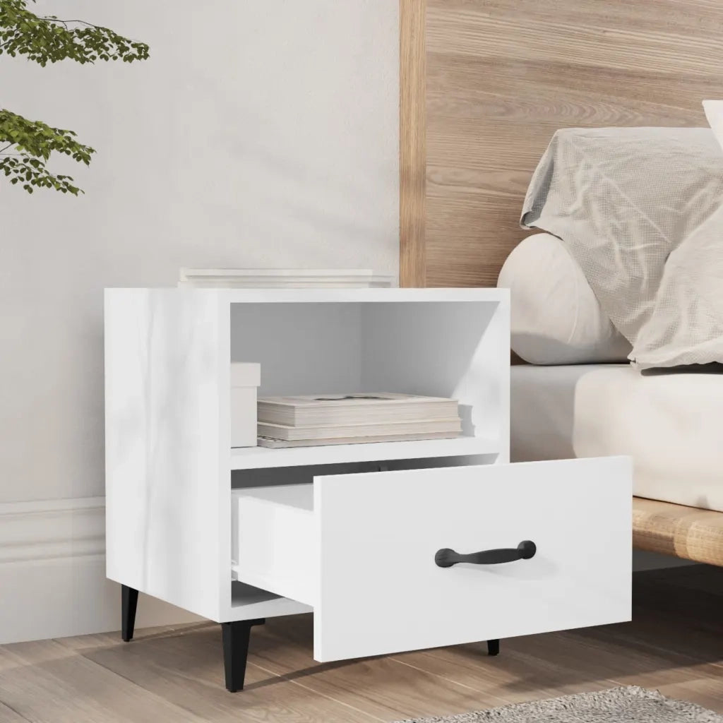 Set di 2 Comodini | Armadio da Notte | Mobiletto da notte Bianchi in Legno Multistrato