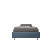 Letto una piazza e mezza con rete imbottito 120x210 microfibra blu Azelia