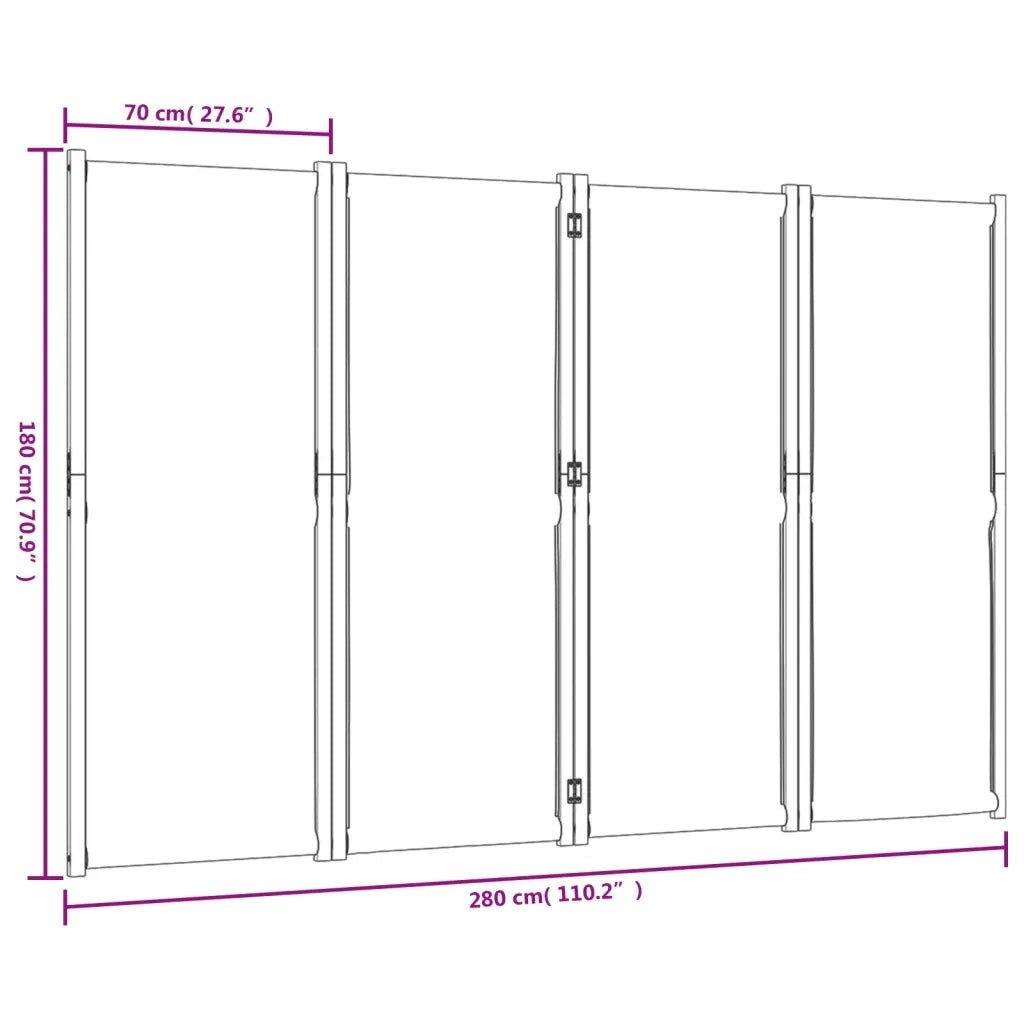 Divisorio Ambienti | Divider per stanze | Paravento a 4 Pannelli Tortora 280x180 cm