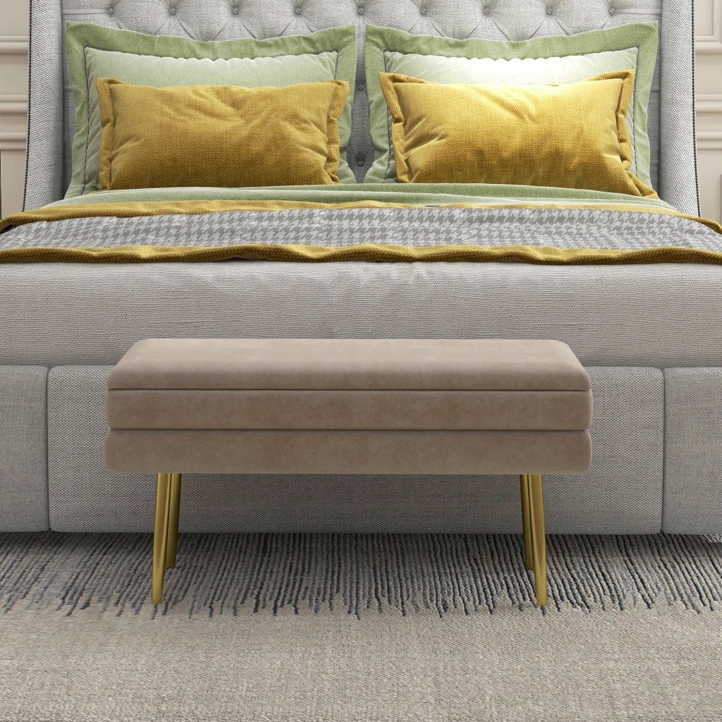 Divanetto con cassetti ¨C zephmum ¨C 79.5x37.5x43 cm, beige