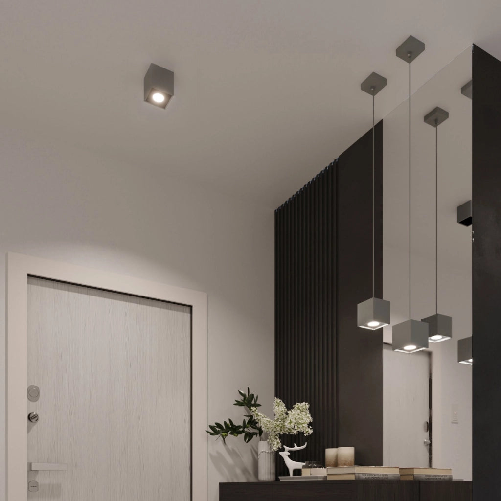 Lampada da parete moderna in alluminio grigio Quad Deep Space 2x GU10 LED Max 10W