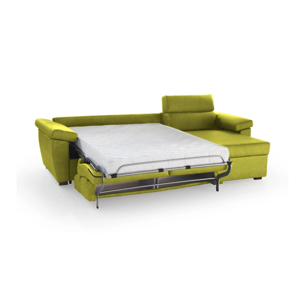 Tolle, Divano Letto con Penisola Sfoderabile Made in Italy, 285x160 cm Verde