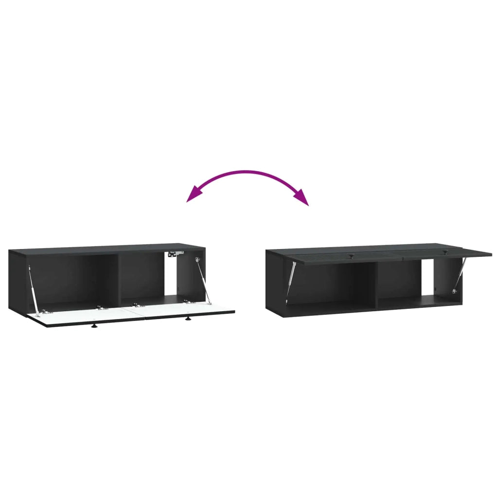 Mobile Porta TV da Muro-Credenza per TV sospesa Montaggio a parete Nero 98 x 31 x 30 cm 531606