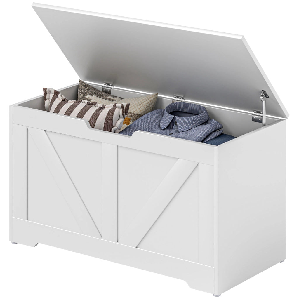 Baule Contenitore per Camera da Letto con Coperchio ¨C Minimal ¨C 80x40x45 cm Bianco