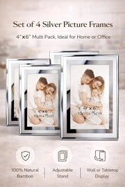 Set di Fotografie da Parete da 4 pezzi – Vetrina 10x15 cm con Supporto da Tavolo – Cornici da Foto da Parete