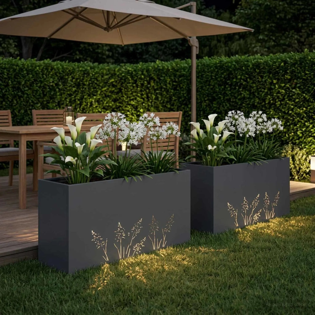 Vaso da giardino 2 pz Antracite 100 x 20 x 49 cm 8005853
