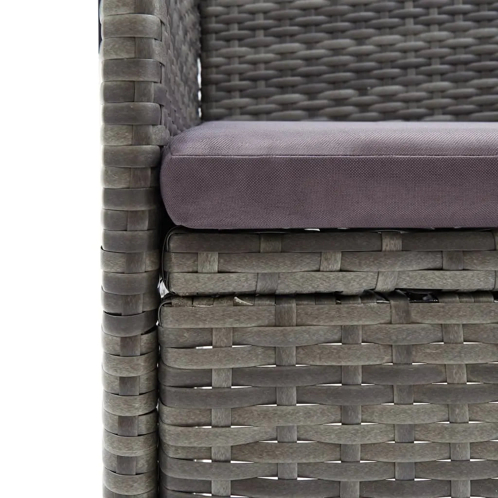 Set da Pranzo da Giardino 7 pz con Cuscini in Polyrattan Grigio 3094983