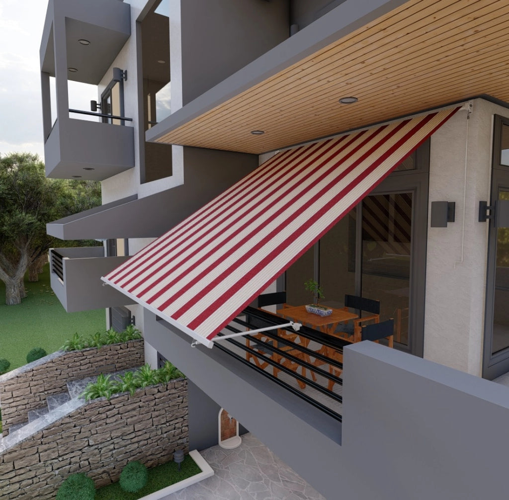 Tenda da sole a caduta con bracci per balcone terrazzo finestra 300cm Beige Bordeaux Golisa