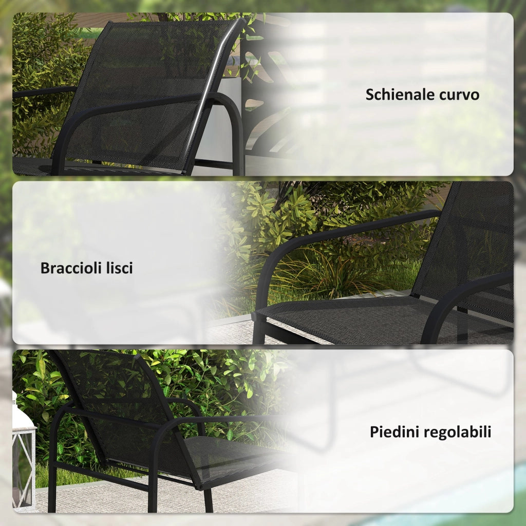 Set Giardino 2 Divani 2 Posti 2 Poltrone Tavolino Caff¨¨ Vetro ¨C Zephmum ¨C Nero