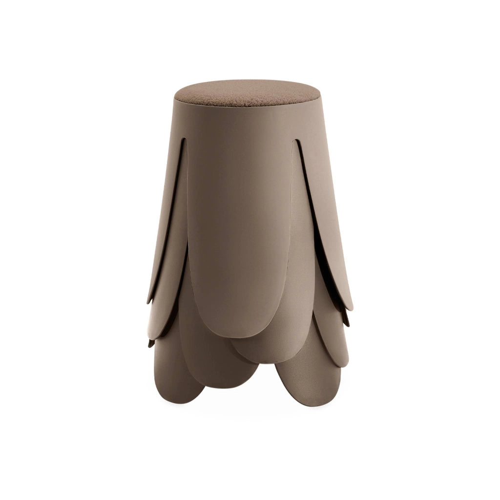 Set 4 sgabelli impilabili in bouclé, marrone