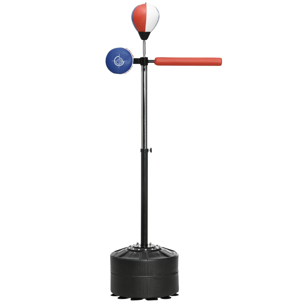 Sacco Boxe da Terra con Barra Girevole. Speedball e Colpitore. in Acciaio. HDPE e PU. 80.5x48x163-205 cm