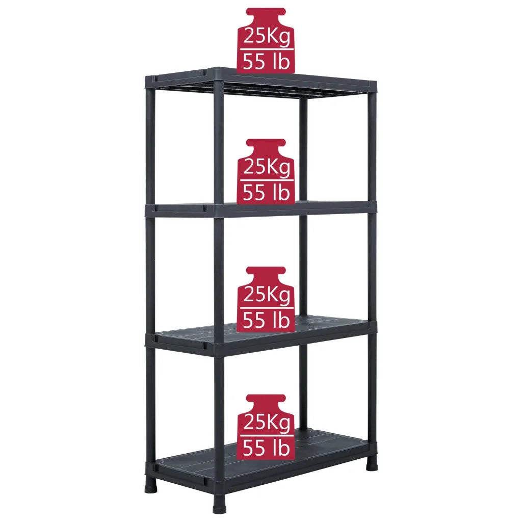 Scaffale Nero 100 kg 60x30x138 cm in Plastica 45673