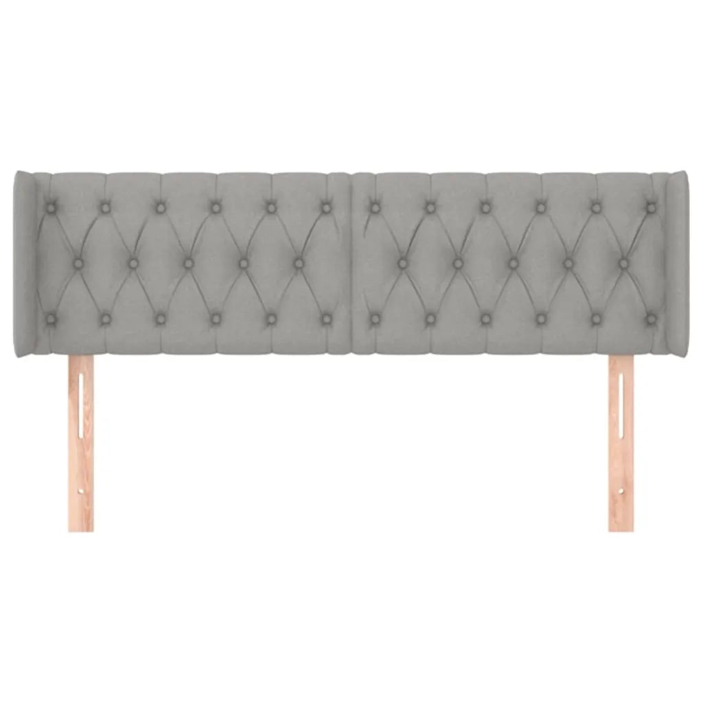 Testiera ad Orecchio-Testata con Orecchie Grigio Chiaro 163x16x78/88 cm in Tessuto 387853