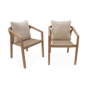 Set 2 sedie impilabili in legno e corda
