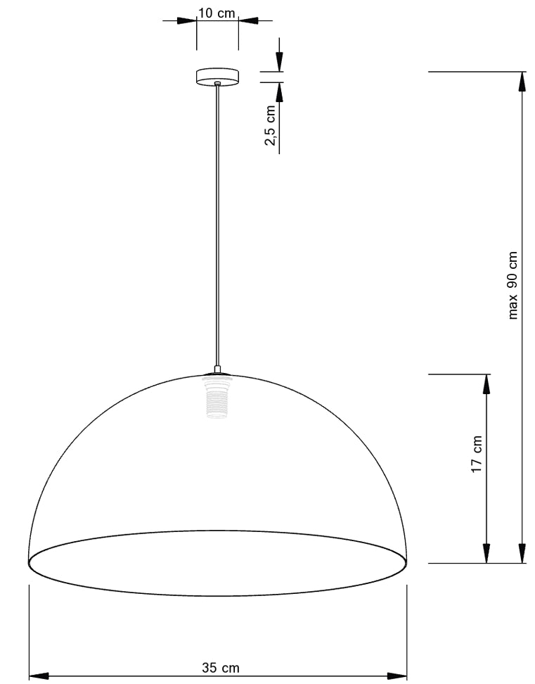 Lampada a sospensione Sfera cupola Ø35 oro E27 Sigma