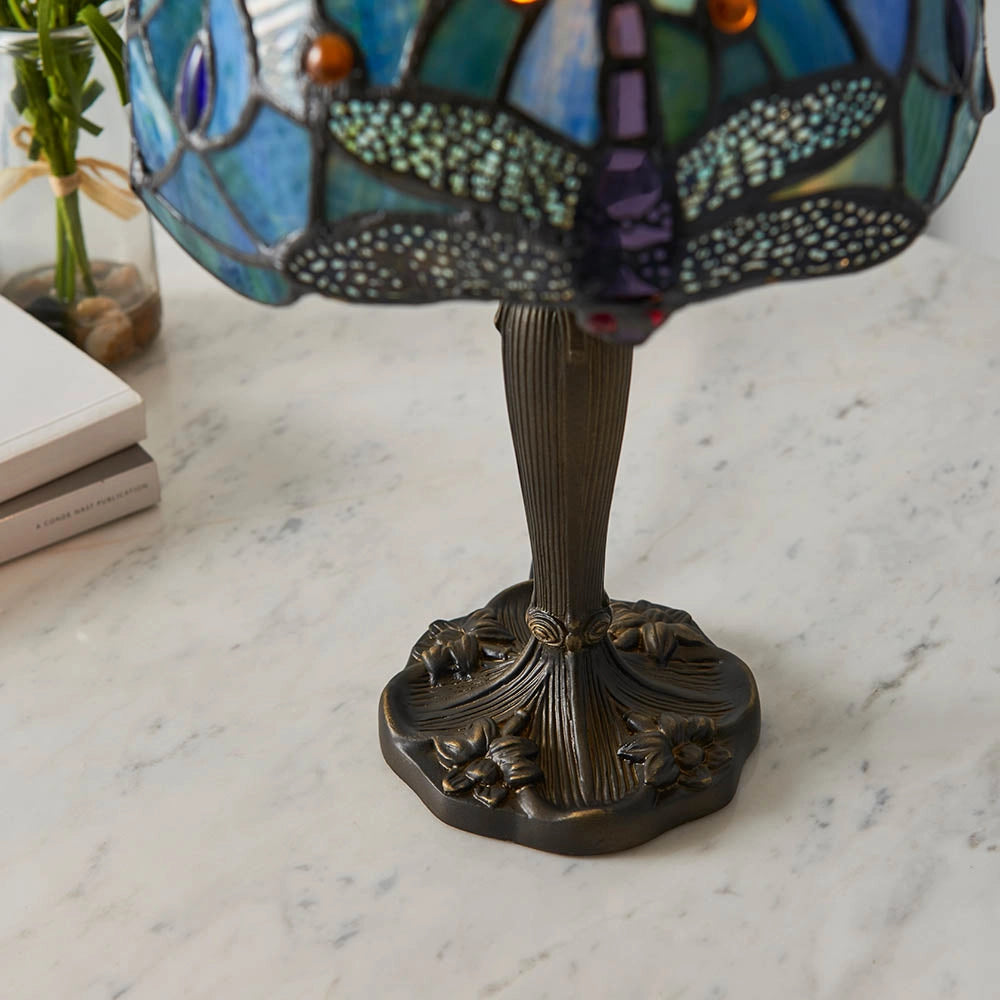 Lampada da tavolo Tiffany Dragonfly blu-verde E14 40W
