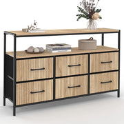 IDMarket - UTAH 115 CM Cassettiera in tessuto a 6 cassetti con effetto doghe in nicchia, mobile contenitore di design industriale