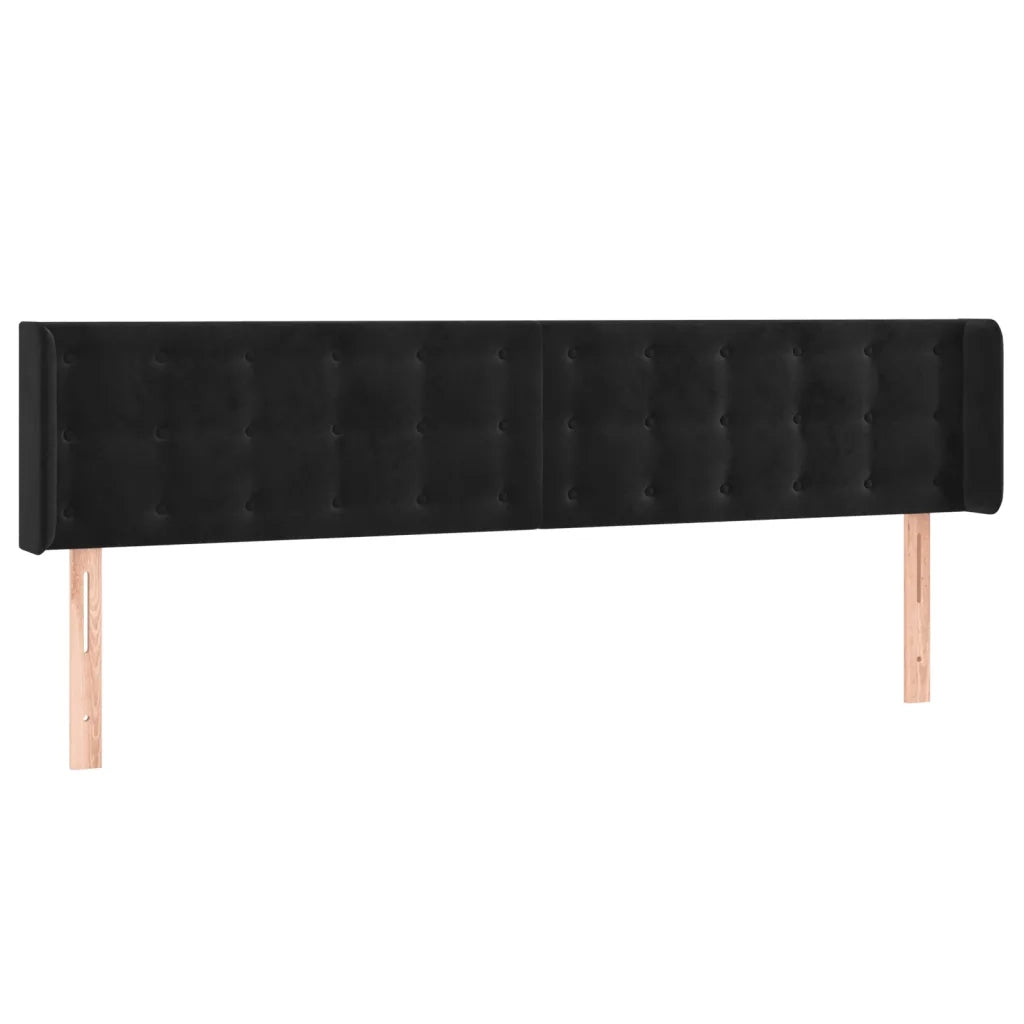Testiera a LED Nera 183x16x78/88 cm in Velluto 3123732