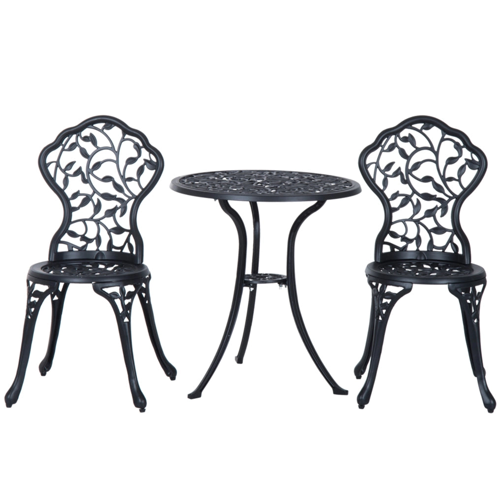 Set tavolino da caff¨¨ con 2 sedie per balcone ¨C Minimal ¨C nero