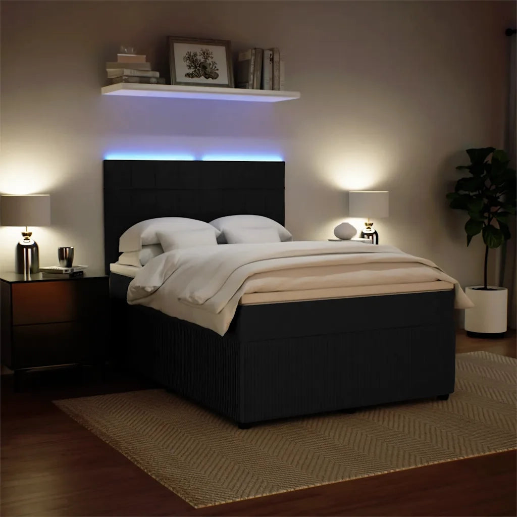 Giroletto a Molle con Materasso Nero 140x190 cm in Velluto 3294636