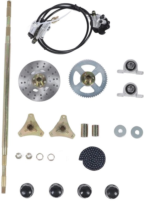 Montaggio posteriore completo 29 pollici - Comprensivo di componenti di trasmissione - Cinghia catena - Nole - Adatto per ATV-quads da 50/70/90 cc - Materiale duraturo - Montaggio posteriore per scooter