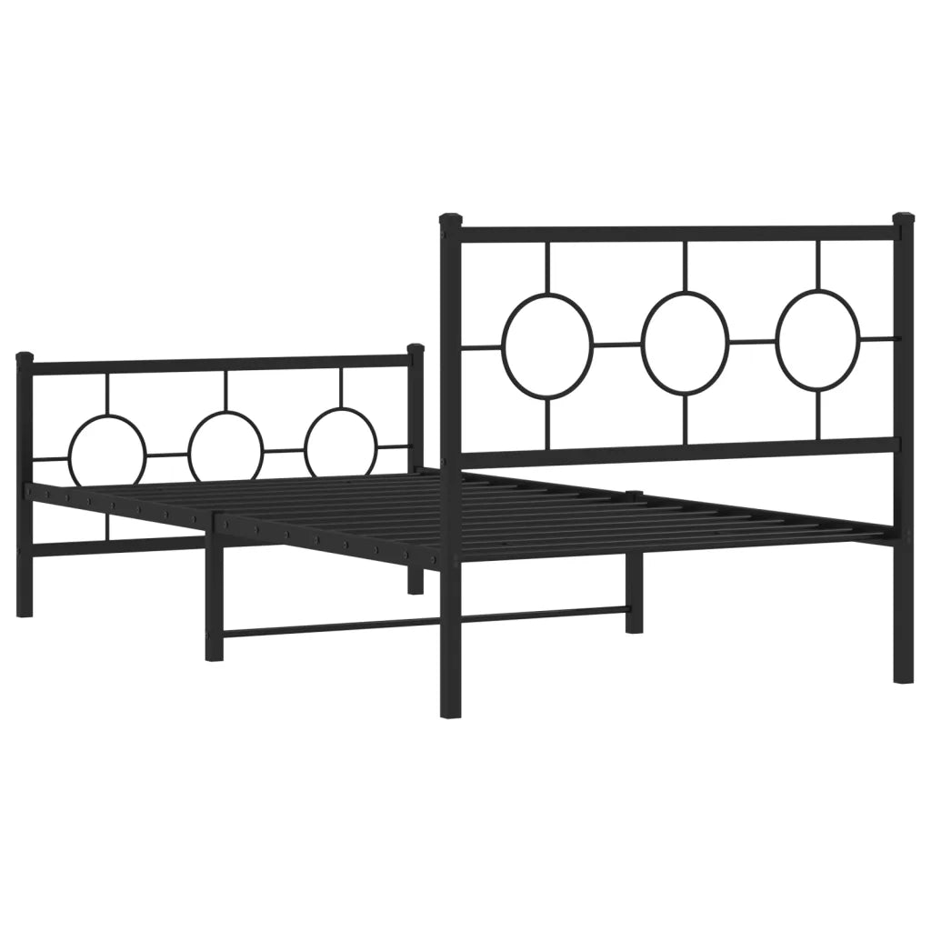 Giroletto con Testiera e Pediera Metallo Nero 100x190 cm 376238