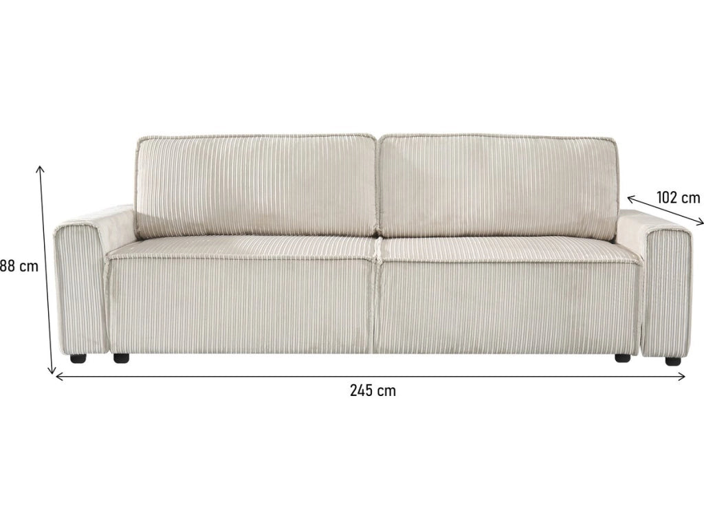 Divano letto in velluto a coste "Montaigne" - 3 posti - Beige
