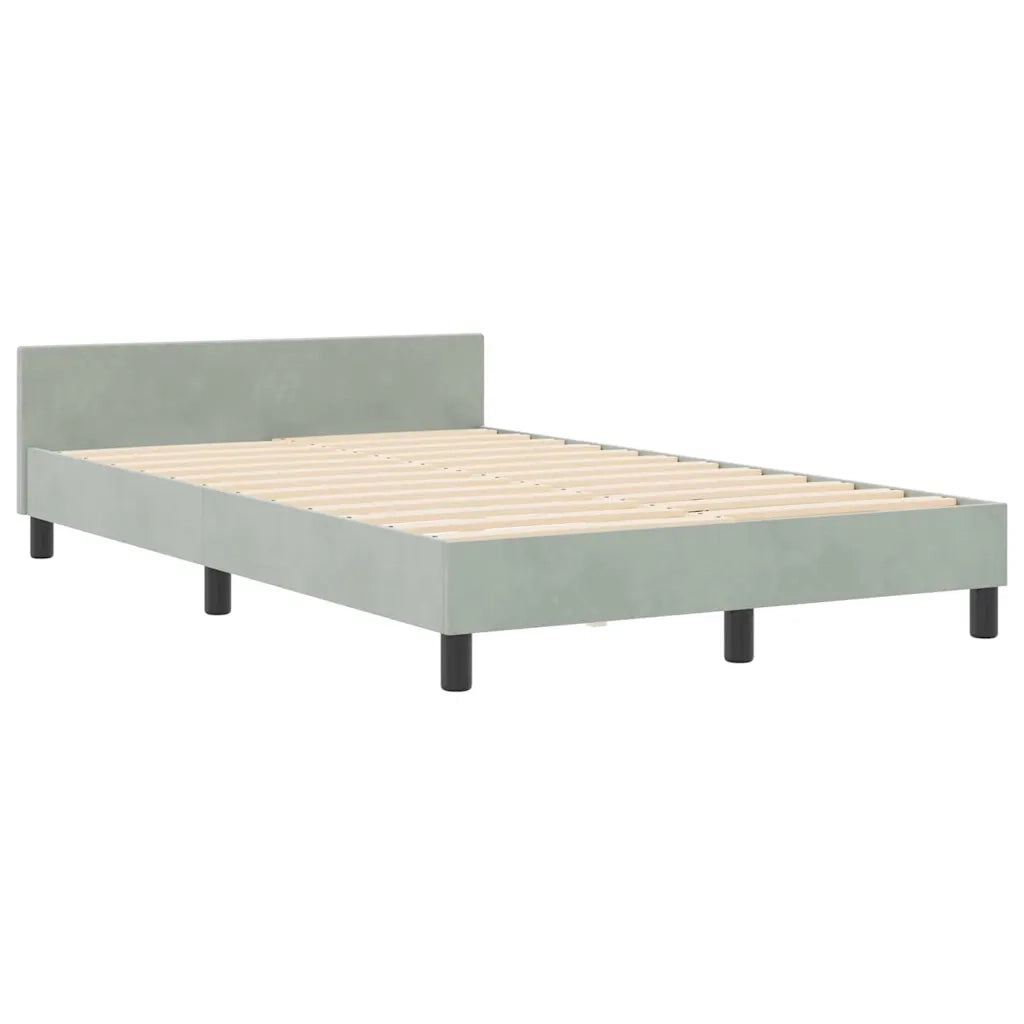 Letto a molle con testiera Grigio chiaro 120 x 200 cm Velluto
