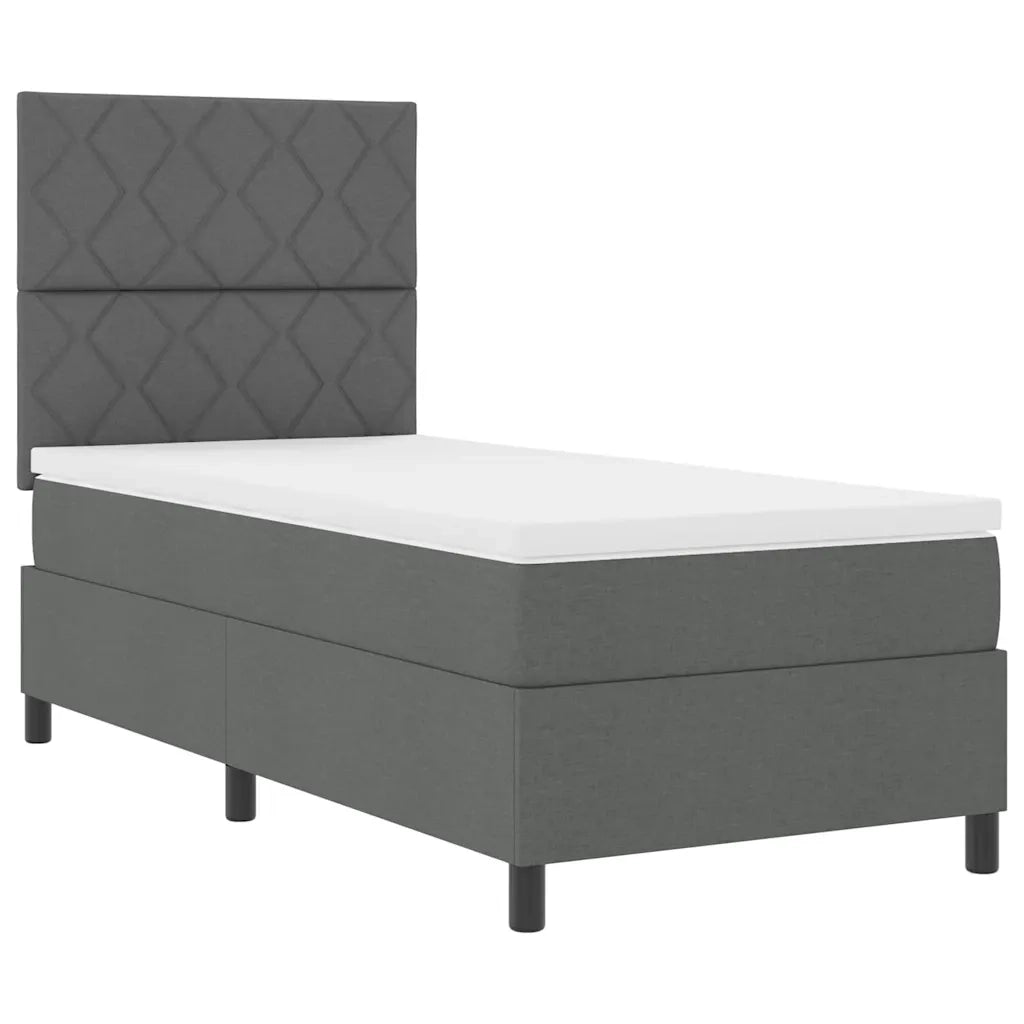 Letto a molle con materasso Grigio scuro 90 x 190 cm Tessuto 3342908