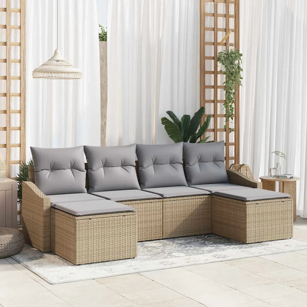 Set di divani con cuscino 6 pcs Beige polyrattan 3346830